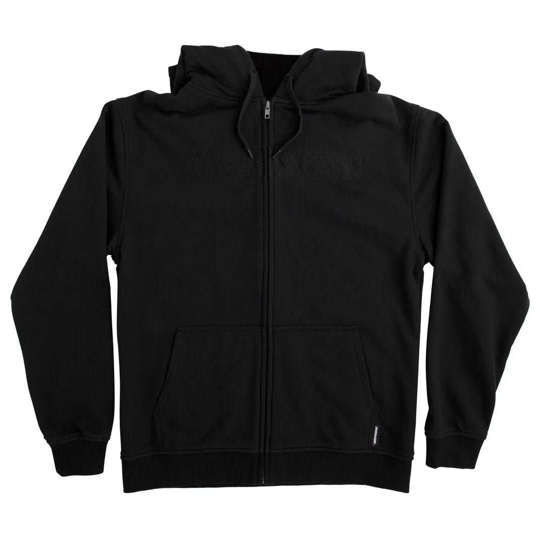 Black Independent Bar Stitch zip hoodie with signature bar stitching details and a comfortable fit.