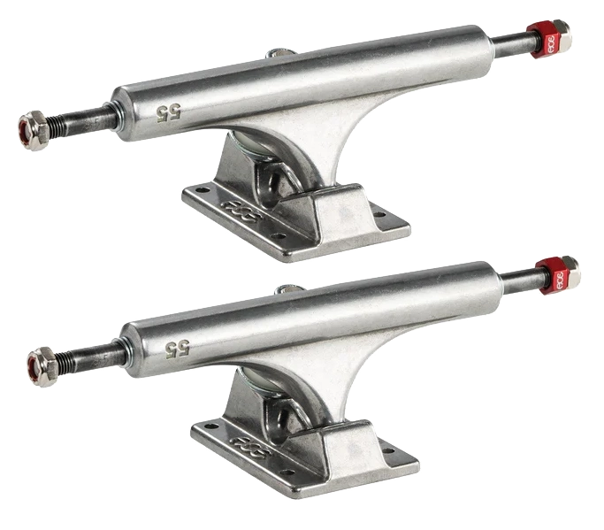 Ace 55 AF1 Trucks in polished silver, ideal for 8.5"–8.75" decks, with smooth turning and maximum durability for all-terrain skateboarding.