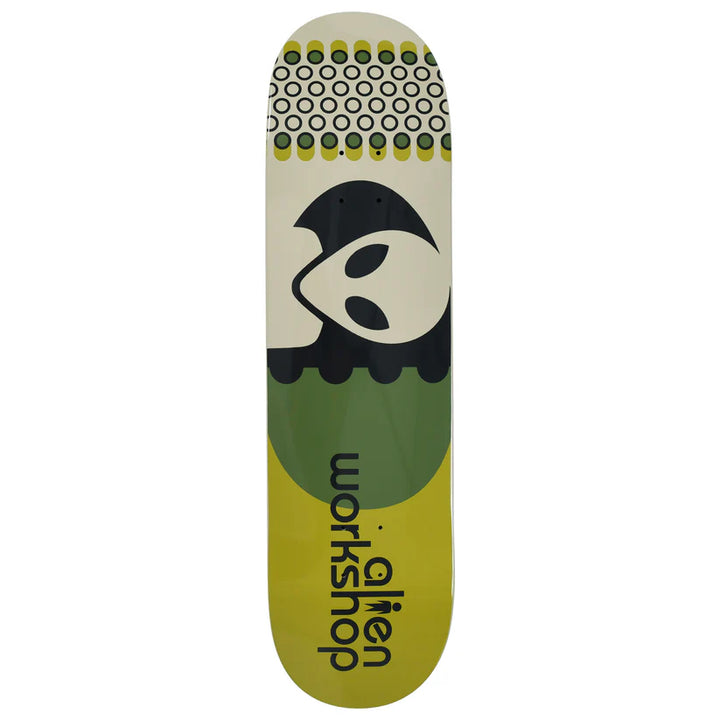 Alien Workshop Pills Deck 8.375" green and yellow full-dip graphic with classic alien logo, 7-ply maple.