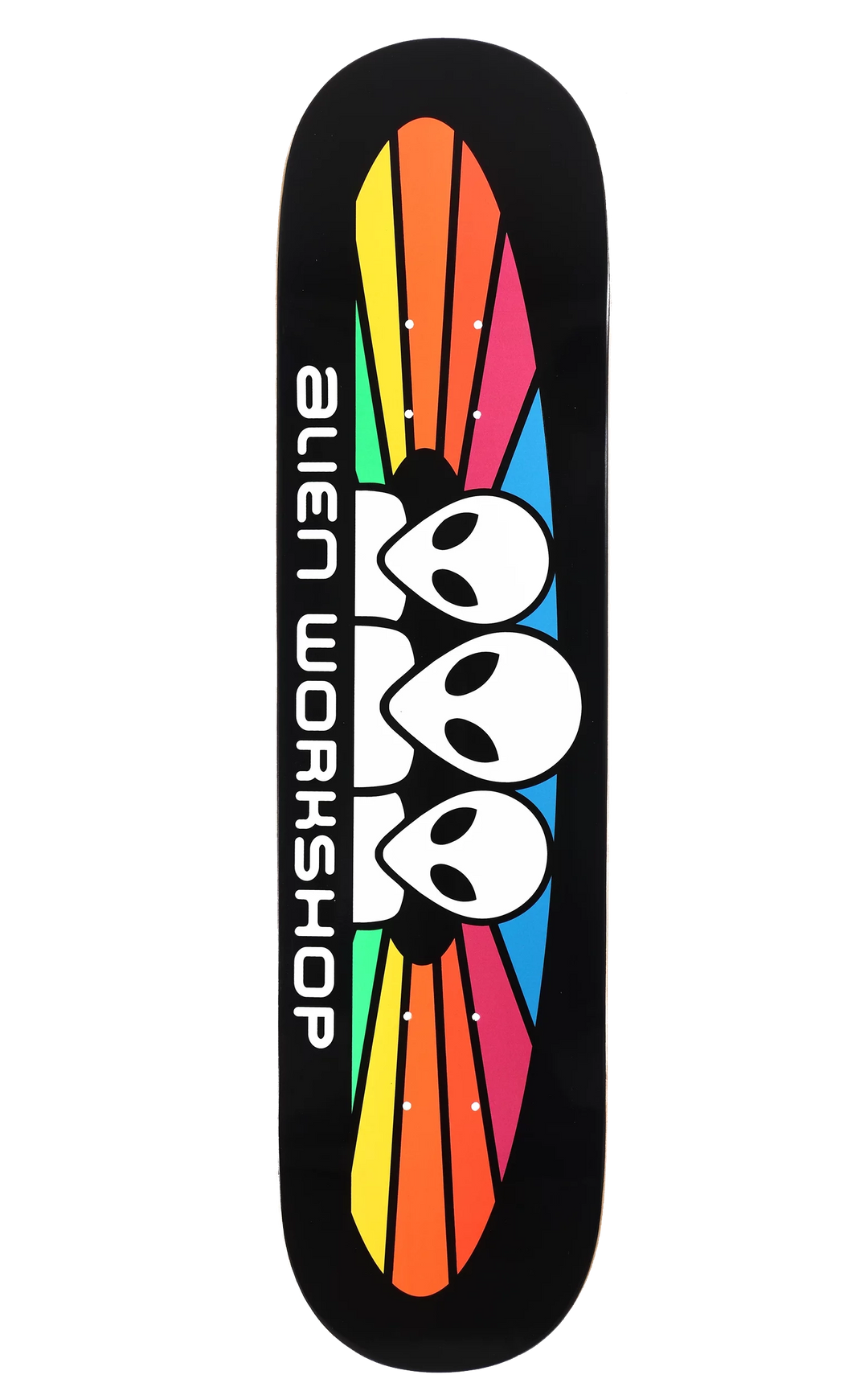 Alien Workshop Spectrum Blacklight Deck 8.0" with rainbow beam graphics and triple alien head design