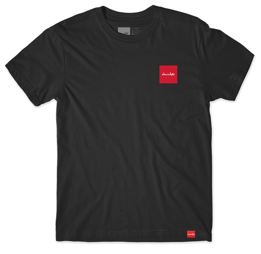 Chocolate Choc Tone Tee in black with red logo graphic on chest and relaxed fit for skate-ready comfort.