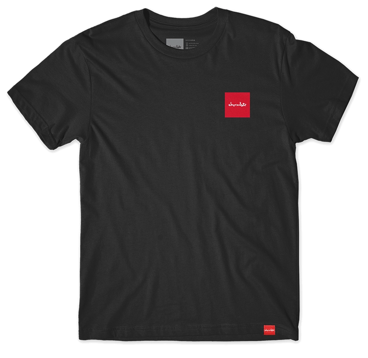 Chocolate Choc Tone Tee in black with red logo graphic on chest and relaxed fit for skate-ready comfort.