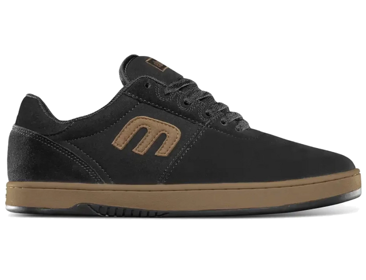 etnies Wallen Michelin skate shoe in black and brown with Michelin outsole, suede upper, and reinforced toe for durability and support.