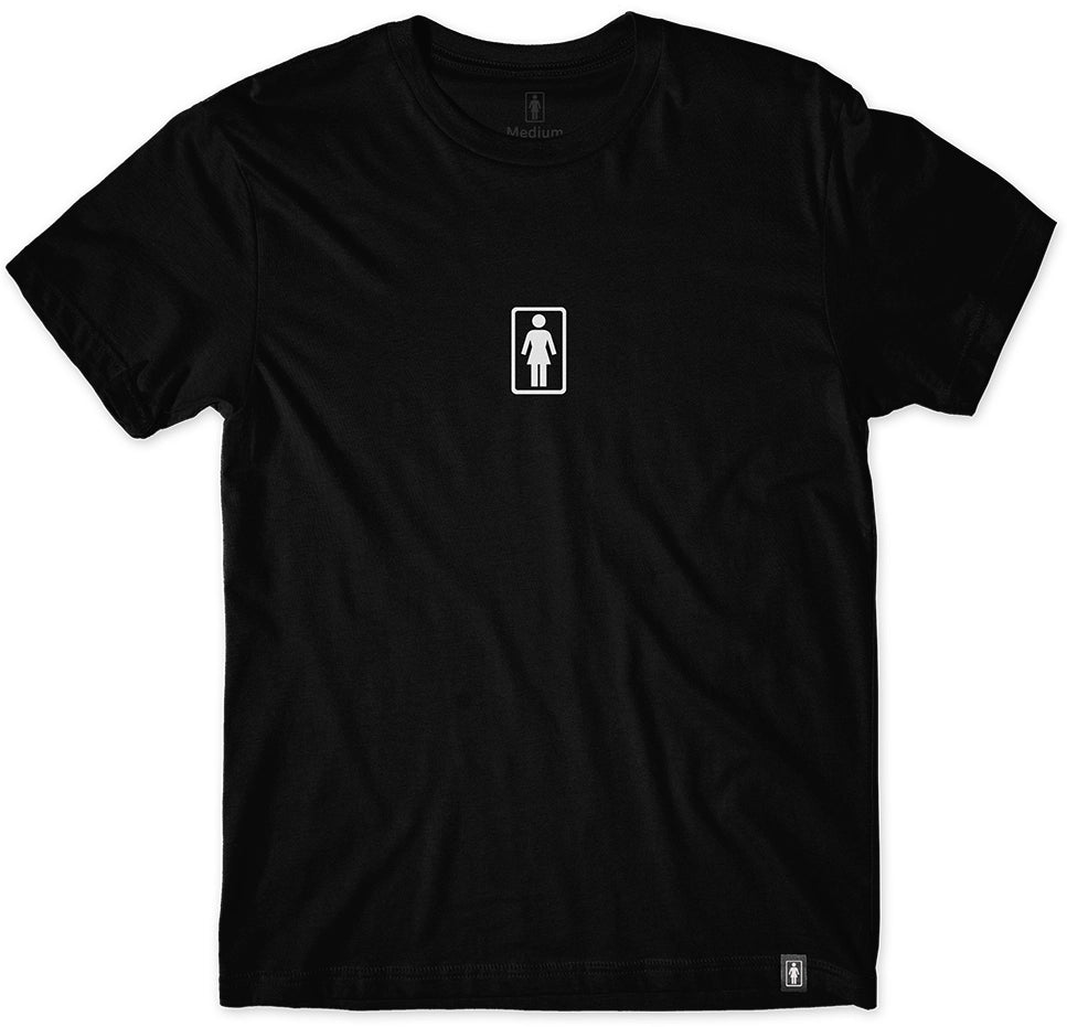 Girl OG Standard Tee in black with classic Girl logo centered on chest and relaxed fit for skateboarding comfort.