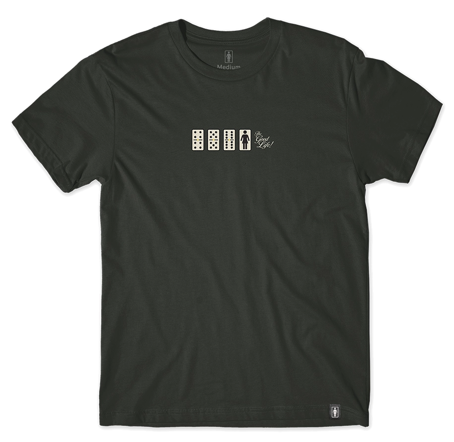 Girl x Goodlife Tee in black featuring colorful front graphic and soft cotton construction with relaxed skate fit.