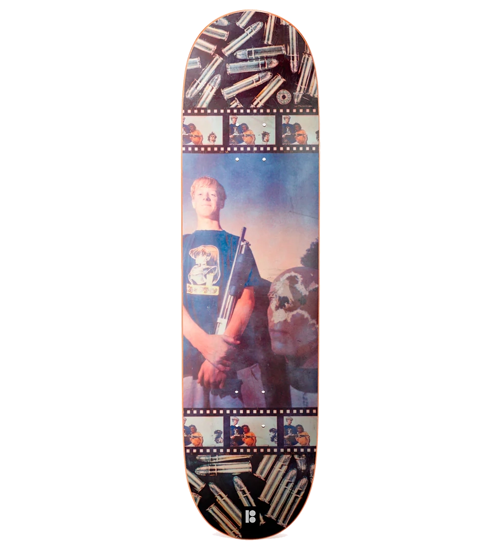 Plan B Shotgun Danny Way 8.25" Skate Deck reissue featuring bold shotgun graphic and modern popsicle shape for powerful all-around skating.