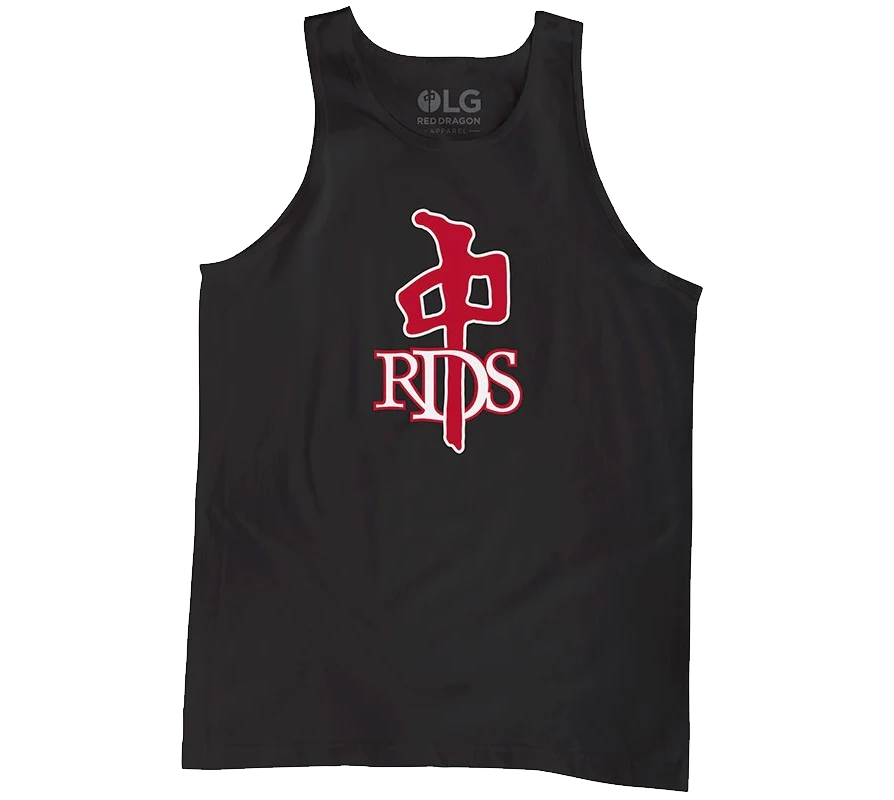 RDS OG Tank in Black with red OG logo print on chest, sleeveless skate tank top made from soft cotton