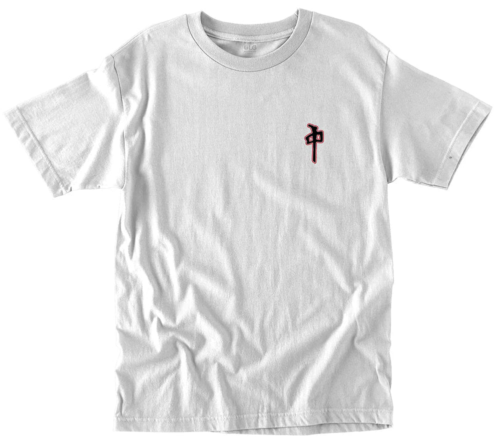 RDS Balance Chung Tee in White with red and black chest logo, soft 100% cotton tee screenprinted in Vancouver, Canada