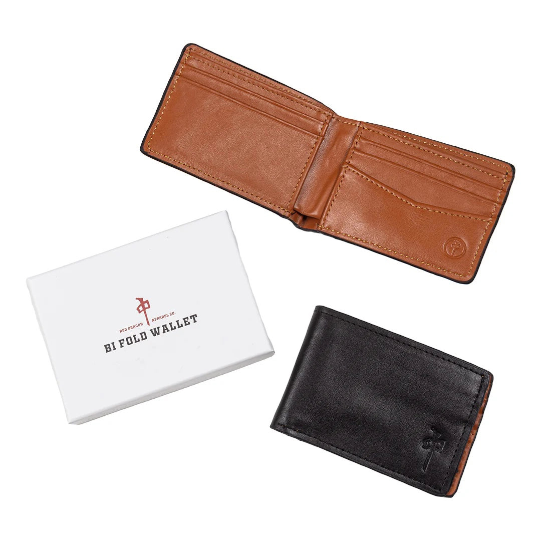RDS Leather Bifold Wallet, Black Tan