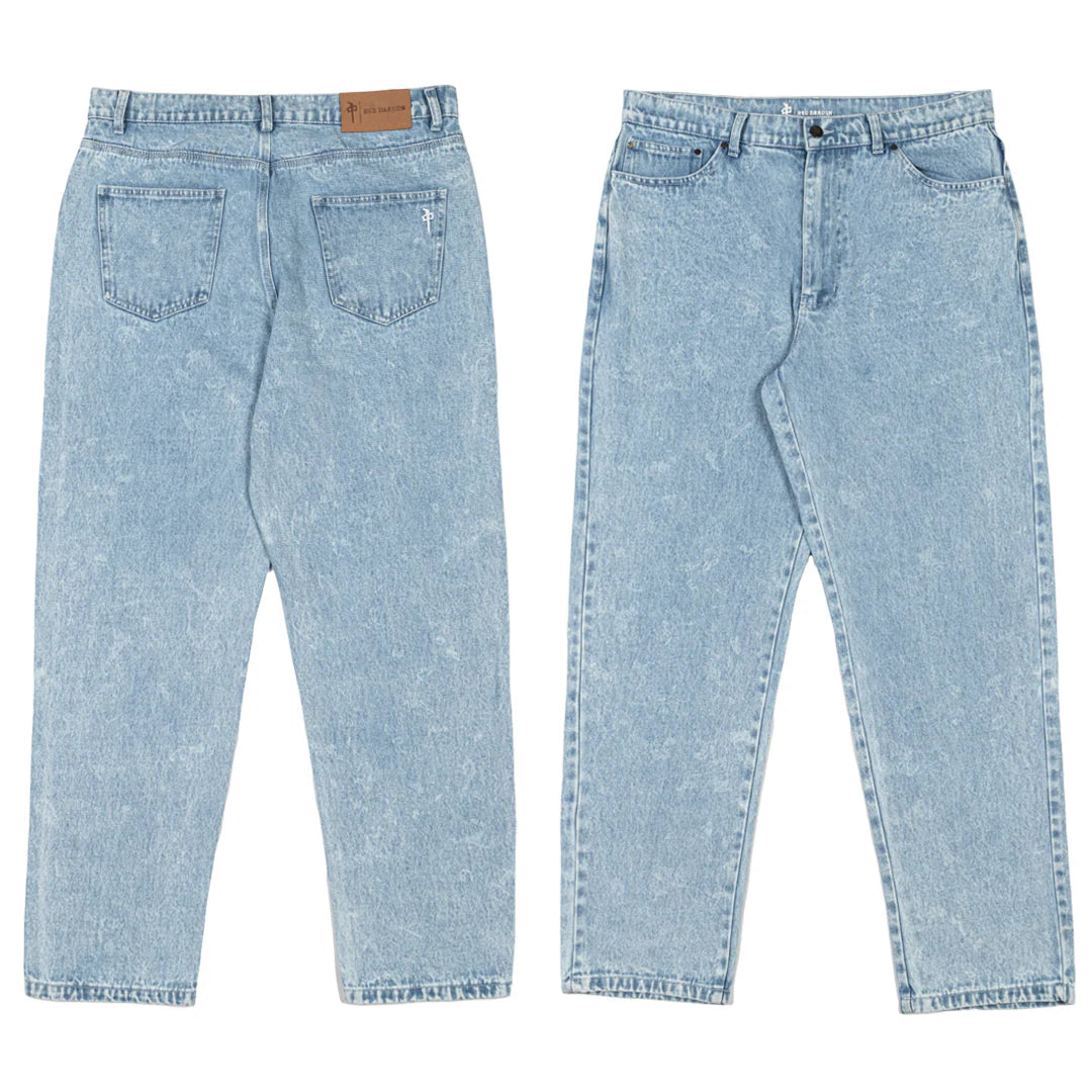 RDS Franklin Baggy Jeans in ultra light blue with relaxed fit, straight leg, and durable skate-friendly denim.