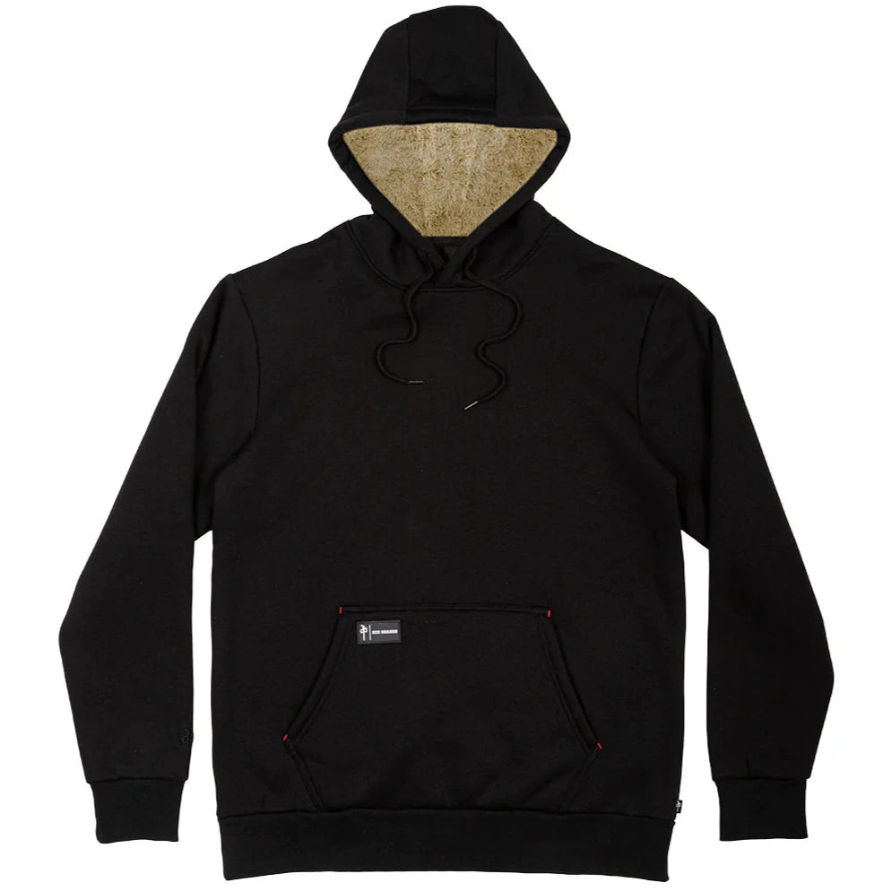 RDS Faux Fur Lining Hoodie in black with kangaroo pocket and full faux fur interior