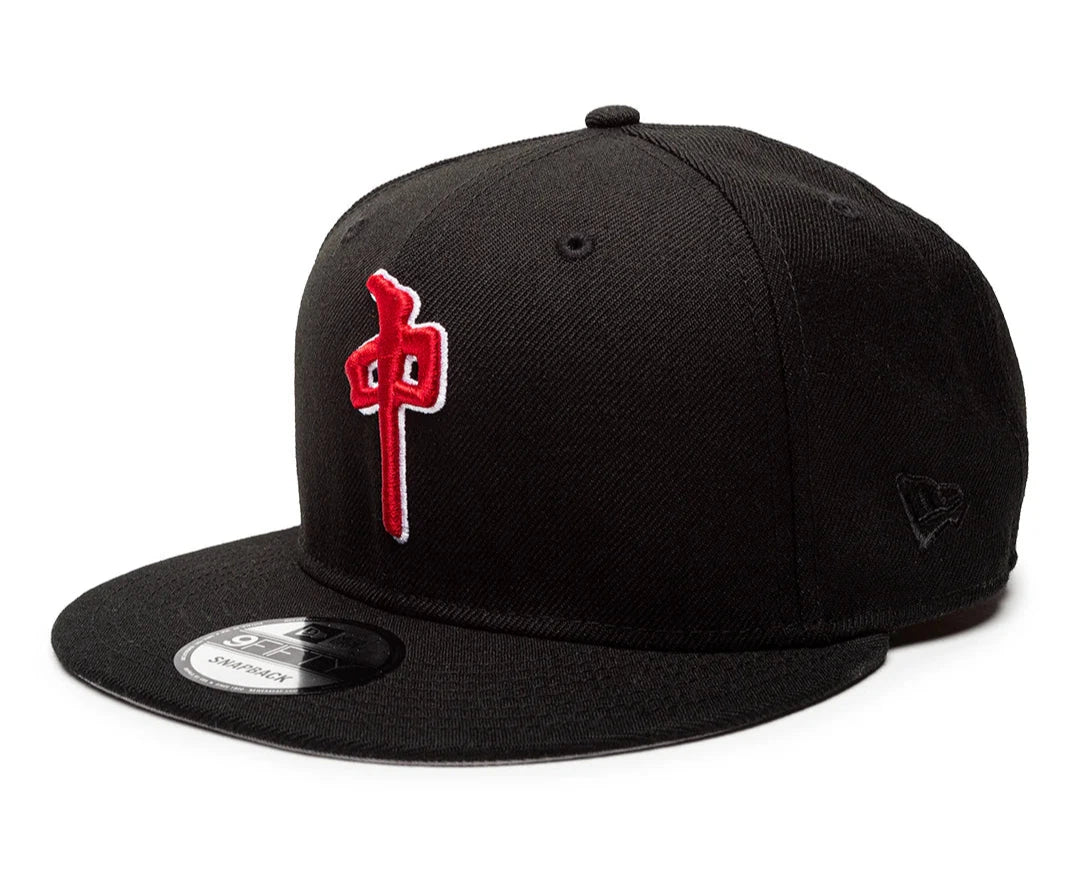 RDS New Era Dynasty Snapback Hat in black with red 3D Chung logo embroidery