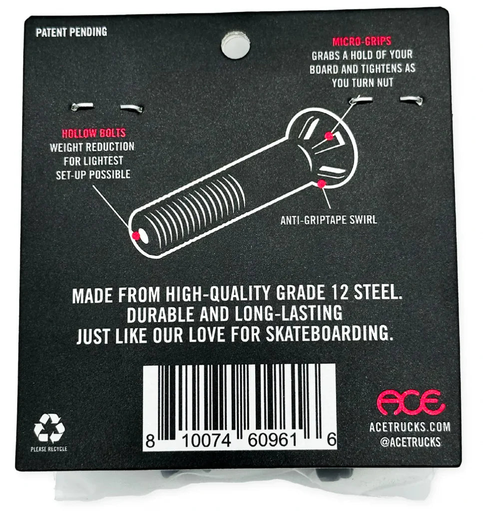 Ace Hollow Bolts w/ Grippers Allen 1"