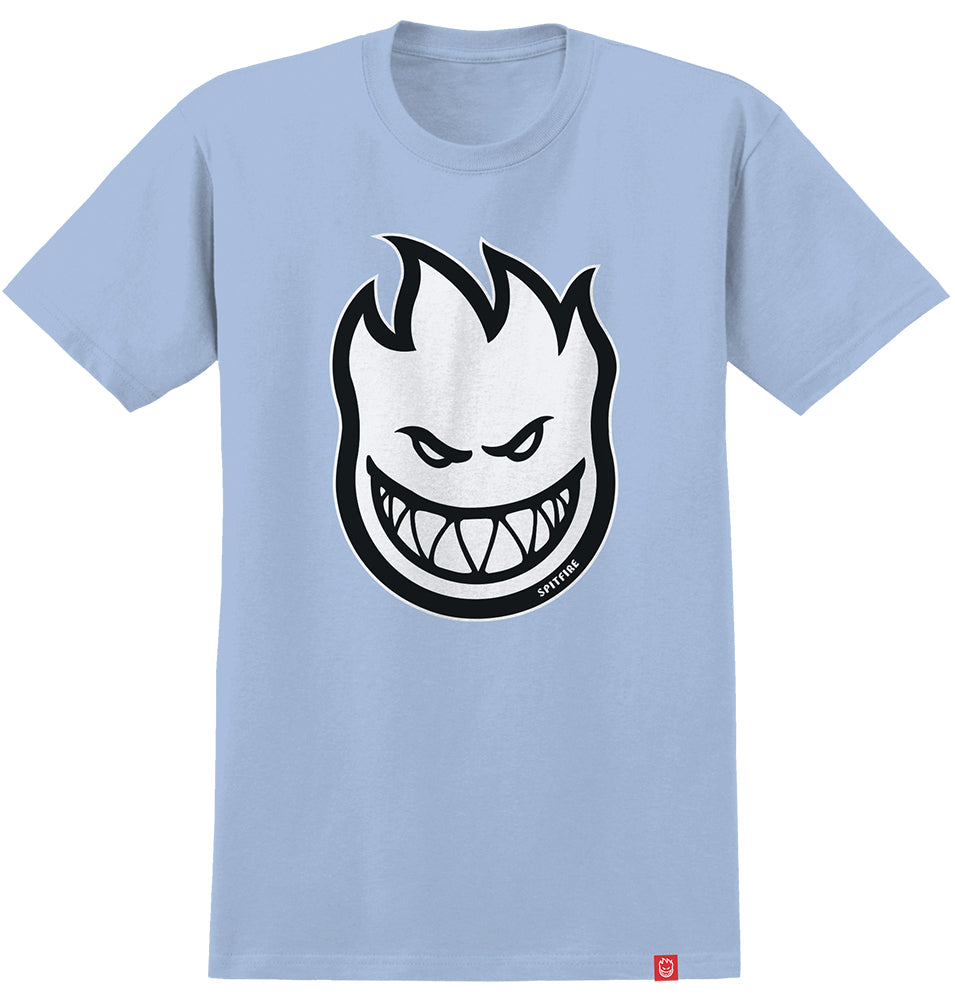 Spitfire Bighead Fill Tee in powder blue featuring the classic flame logo on chest and a relaxed skate-ready fit.