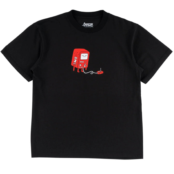 Welcome x Adventure Time BMO Tee in black featuring BMO graphic on soft cotton with official collab logo screen prints.