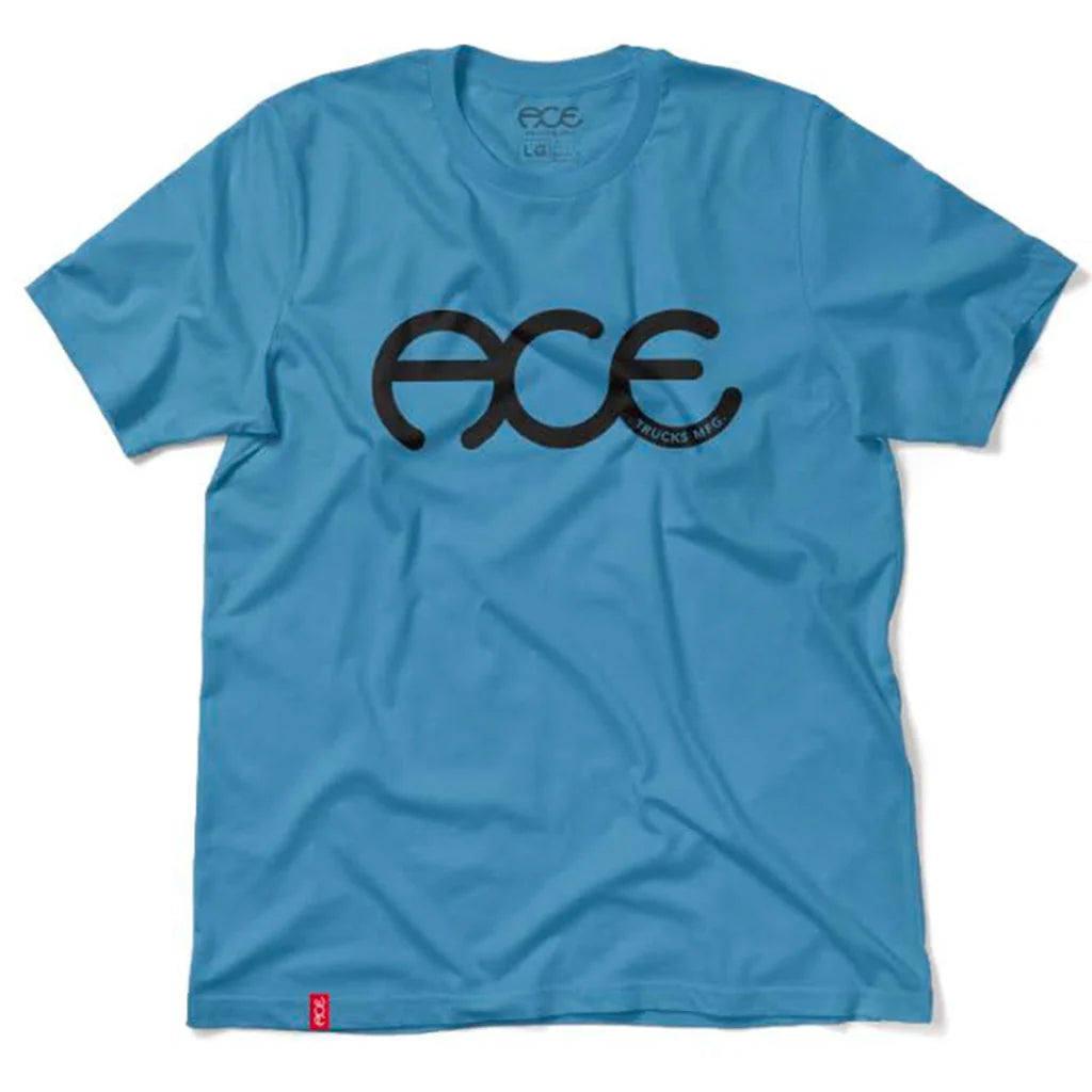 Ace Trucks Seal Tee in Slate Blue with bold black Ace Trucks logo on chest, 100% cotton standard fit skate shirt.
