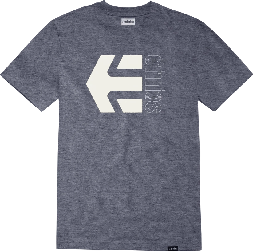 Etnies Corp Combo T-shirt in dark heather white with bold logo front print, perfect for casual or skate wear