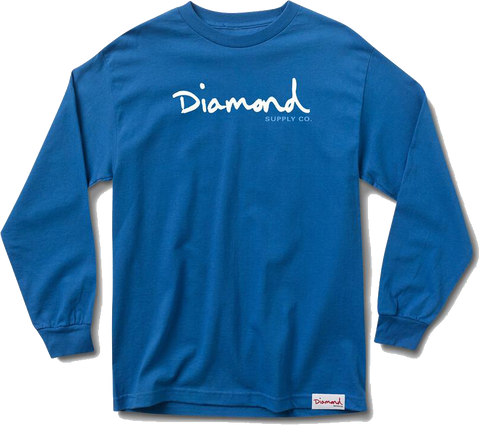 Diamond Supply Co OG Script LS Tee, Royal Blue