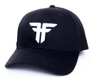 Fallen Trademark Hat Black White with curved bill snapback