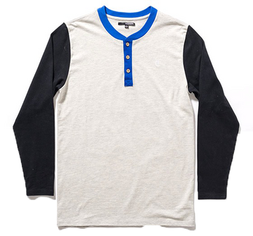 The Quiet Life Cut & Sew Henley. Black Grey Blue