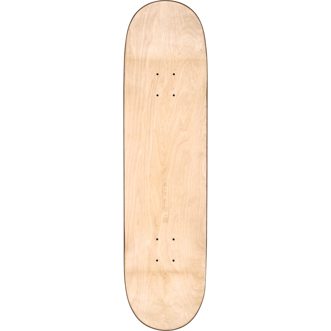 Plain wooden skateboard deck on a white background