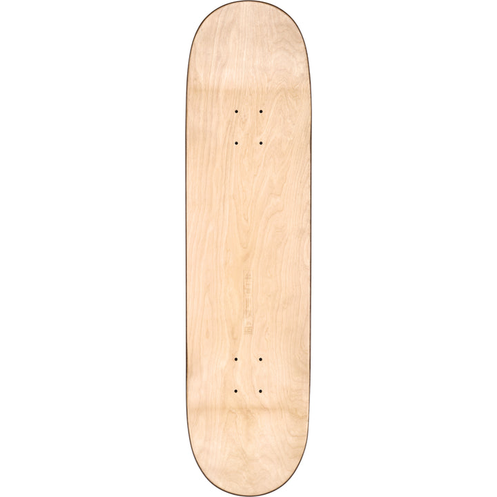 Plain wooden skateboard deck on a white background
