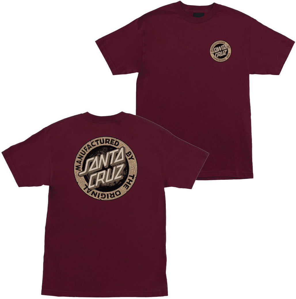 Santa Cruz Carved MFG Tee maroon with front and back logo prints
