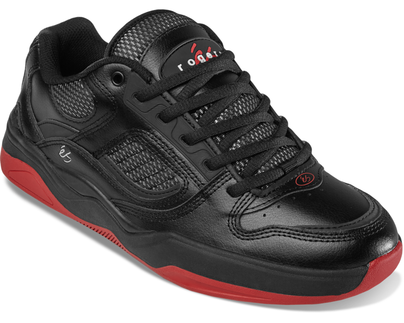 Black and red sneaker on a white background