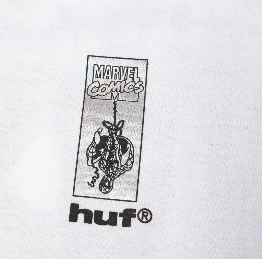 Marvel Comics and HUF logo on a white background