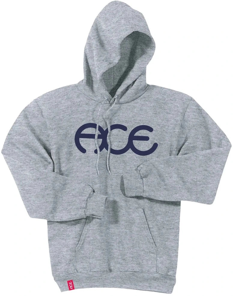 Ace Trucks Rings Hoodie in Heather Grey with navy Ace Trucks MFG logo, 100% Airlume cotton fleece.