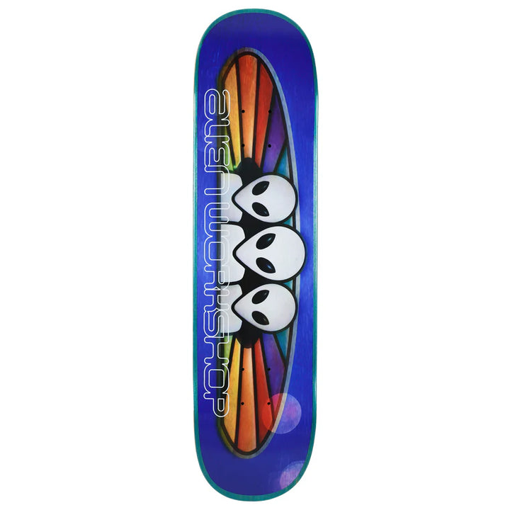 Alien Workshop Spectrum VHS Deck 7.75" blue with rainbow alien logo, 7-ply maple skateboard deck.