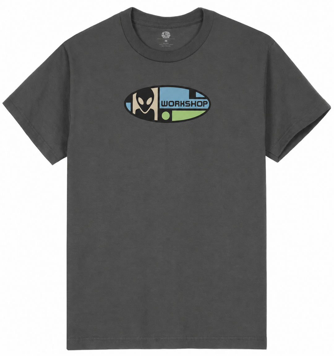 Alien Workshop Oval Tee smoke grey t-shirt with retro alien logo chest graphic