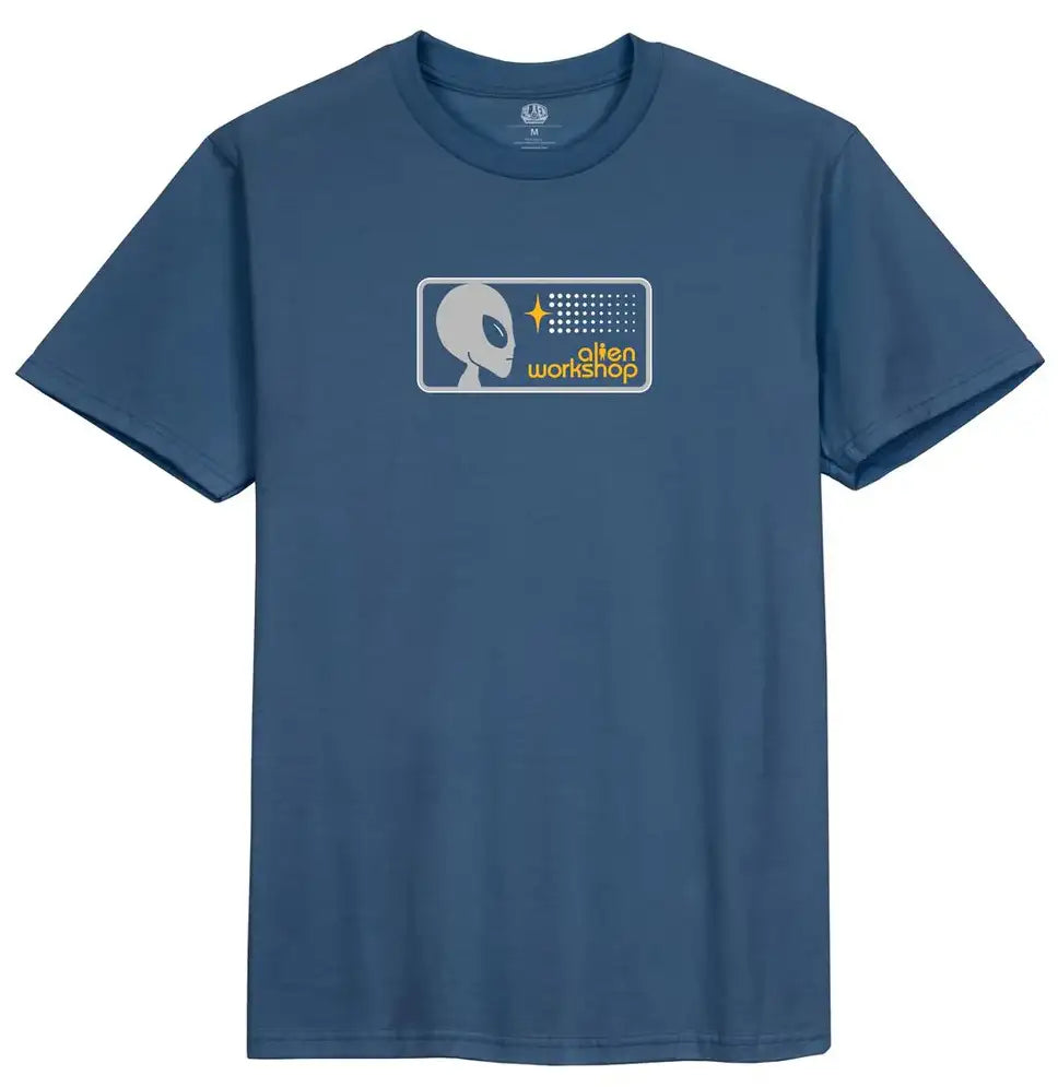 Alien Workshop Strobe Badge tee denim blue with front chest logo graphic
