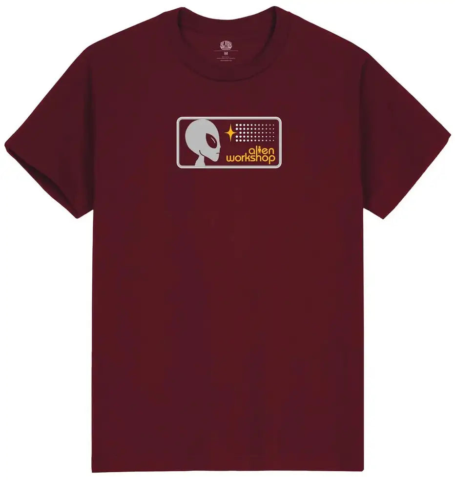 Alien Workshop Strobe Badge tee maroon with front chest logo graphic