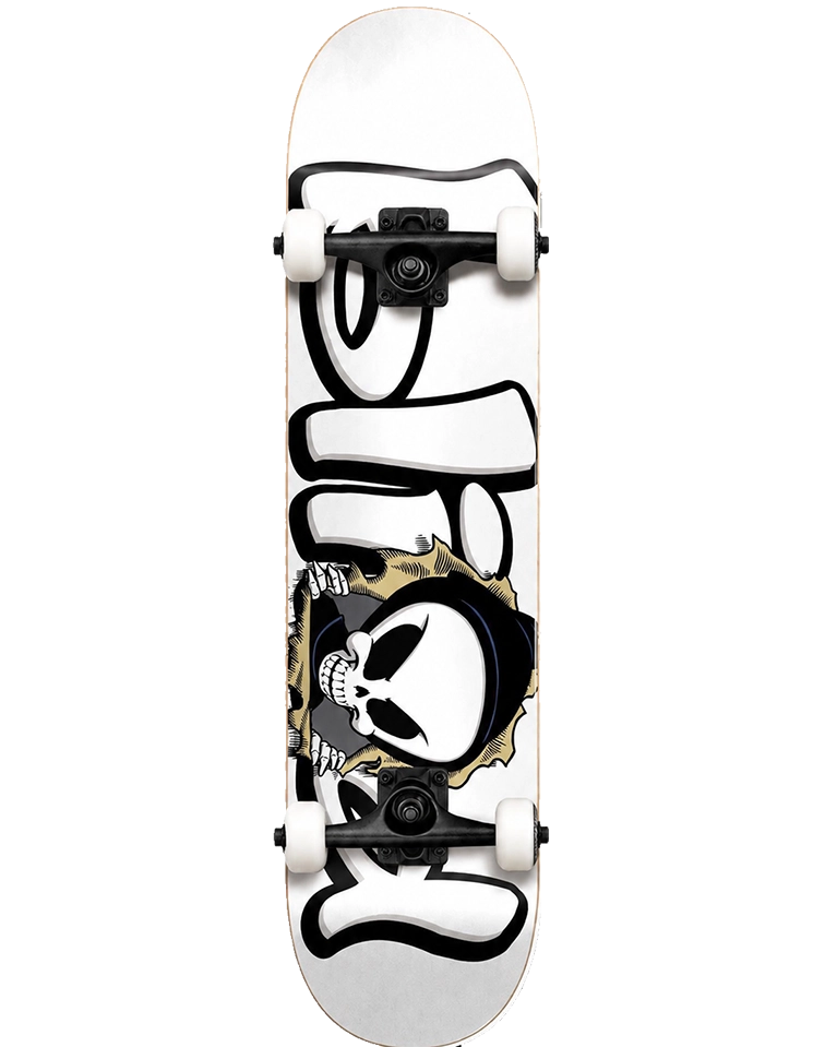 Blind Bust Out complete skateboard with Reaper graphic, Tensor trucks and white Blind wheels.