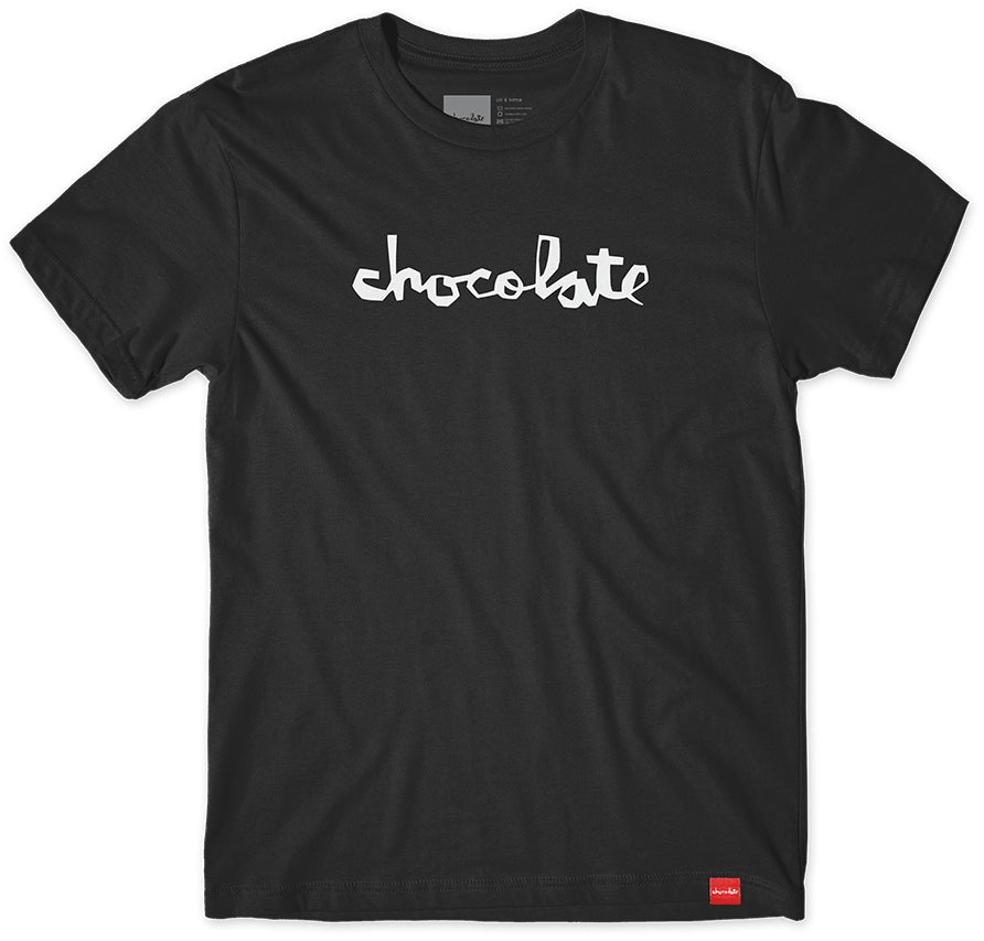 Chocolate Original Chunk black skate t-shirt with white logo