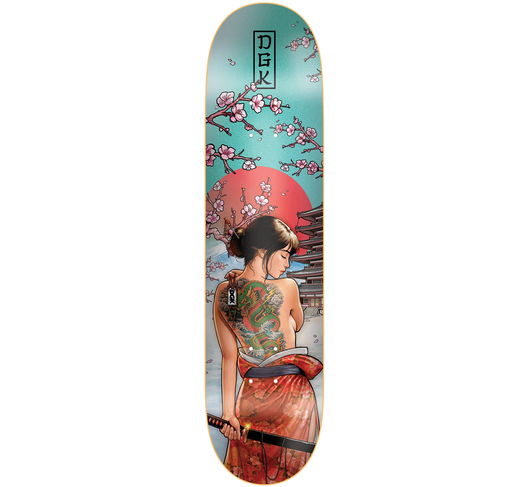 DGK Crimson Lotus 8.25 skateboard deck with Japanese-inspired cherry blossom graphic