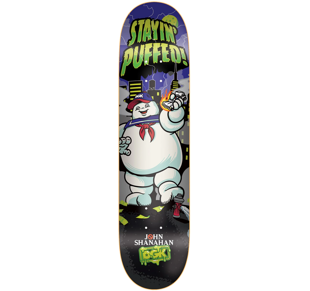 DGK Puffed John Shanahan 8.06 skateboard deck with Stay Puft-inspired graphic