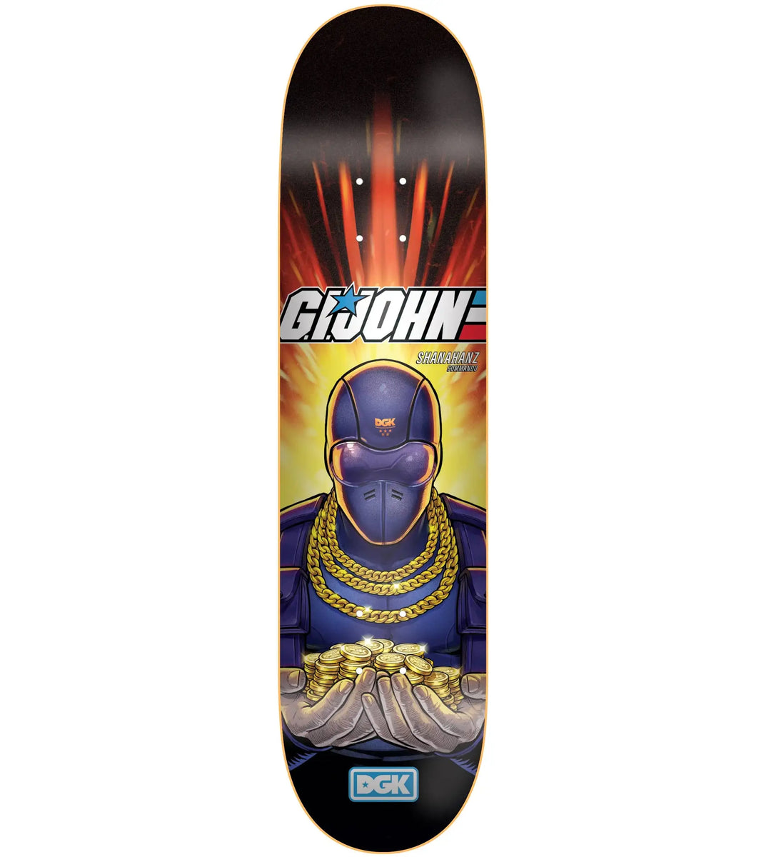 DGK Snake Shanahan skateboard deck 8.06 with retro action figure inspired graphic