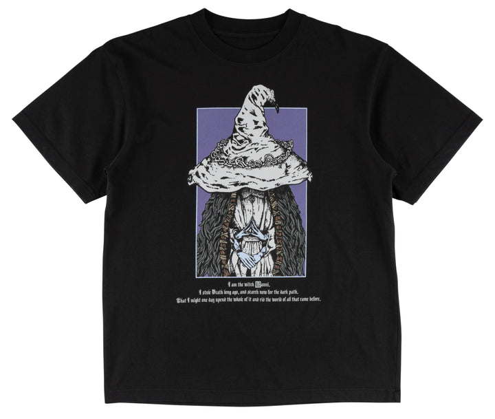  Welcome x Elden Ring Ranni Tee in Black with detailed Ranni the Witch front graphic and purple rune back print