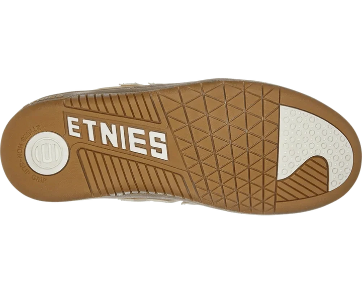 Etnies skateboard shoe sole with brand logo on a white background