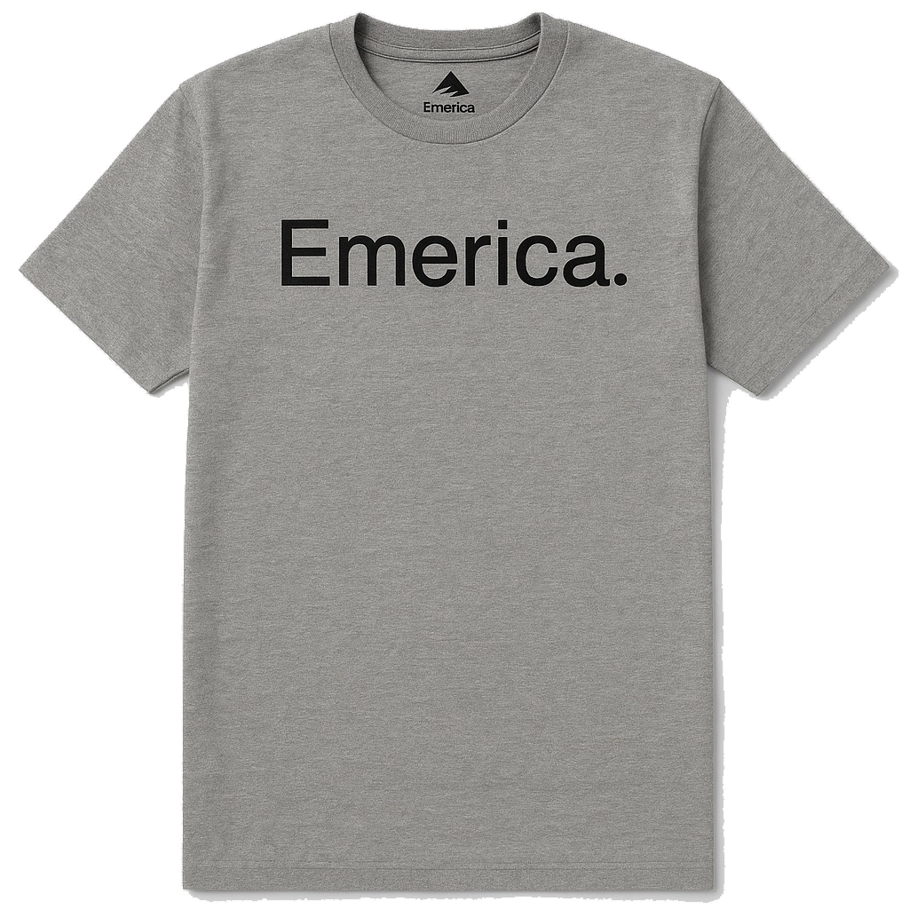 Emerica Pure Tee in Heather Grey with black logo, clean and classic skate tee made for daily wear