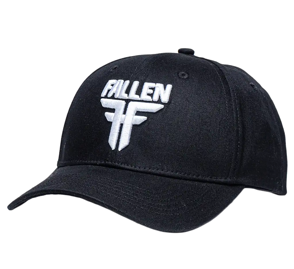 Fallen black snapback hat white logo skate cap