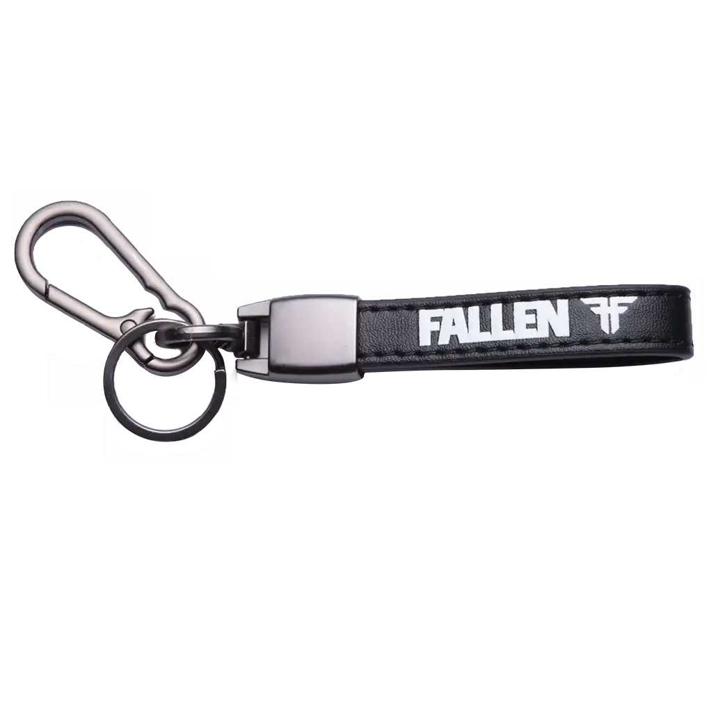 Fallen carabiner keychain black strap with logo and silver clip skate key ring accessory