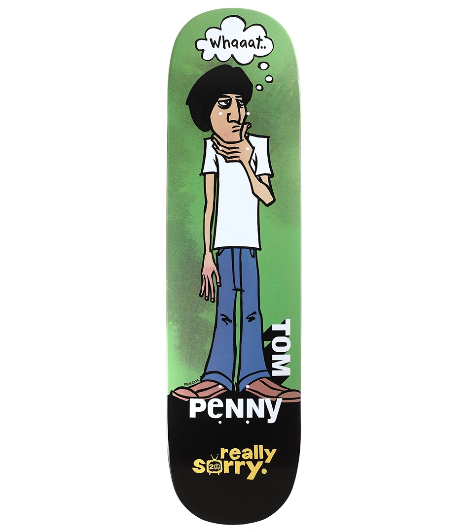 Flip Penny Really Sorry 8.25" Skate Deck with new 20th anniversary graphic honoring Flip’s iconic 2003 video, built for modern skating.