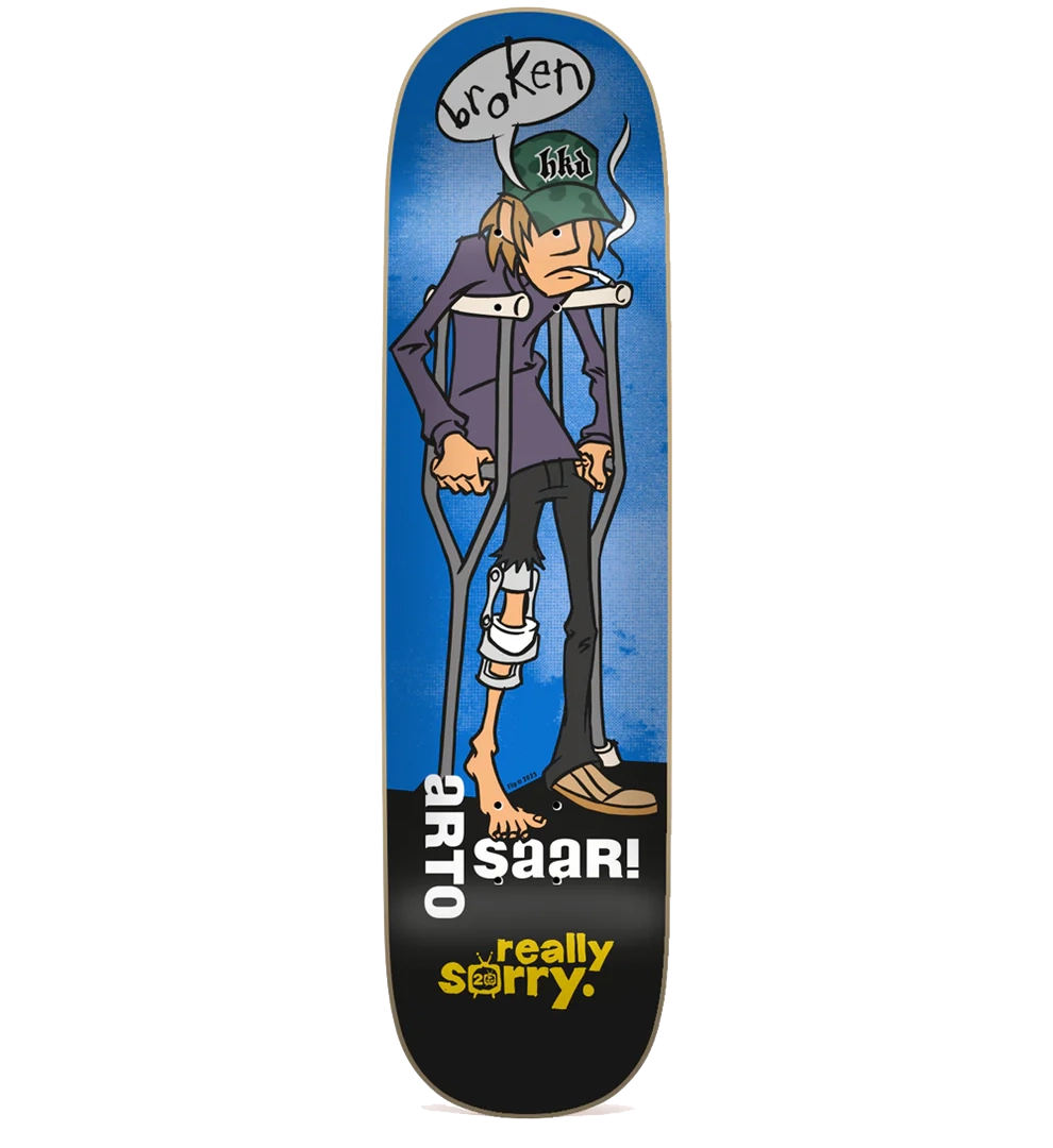 Flip Saari Really Sorry 8.4" Skate Deck with 20th anniversary graphic celebrating Arto Saari’s part in the legendary 2003 Flip video.