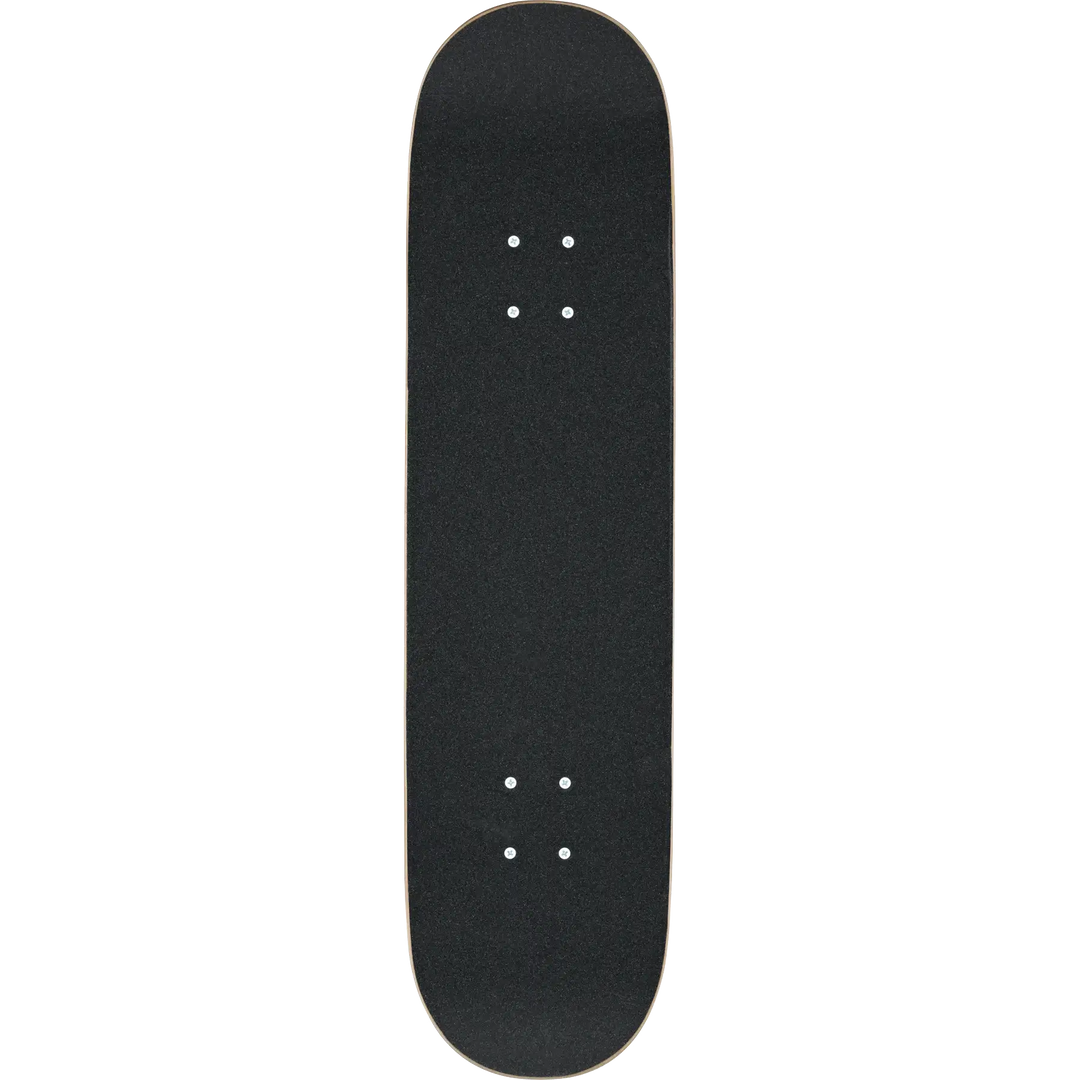 Black skateboard deck on a white background