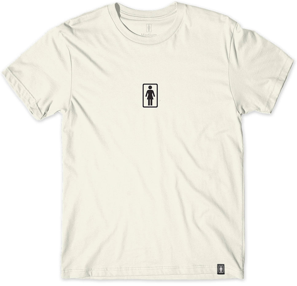 Girl OG Standard Tee in cream with centered black Girl logo on chest and relaxed cotton fit for everyday skate style.