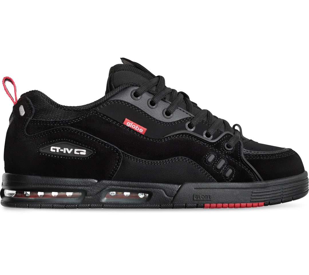 Globe CT-IV Classic black suede skate shoe with Nitrocel airbag sole and S-Trac grip