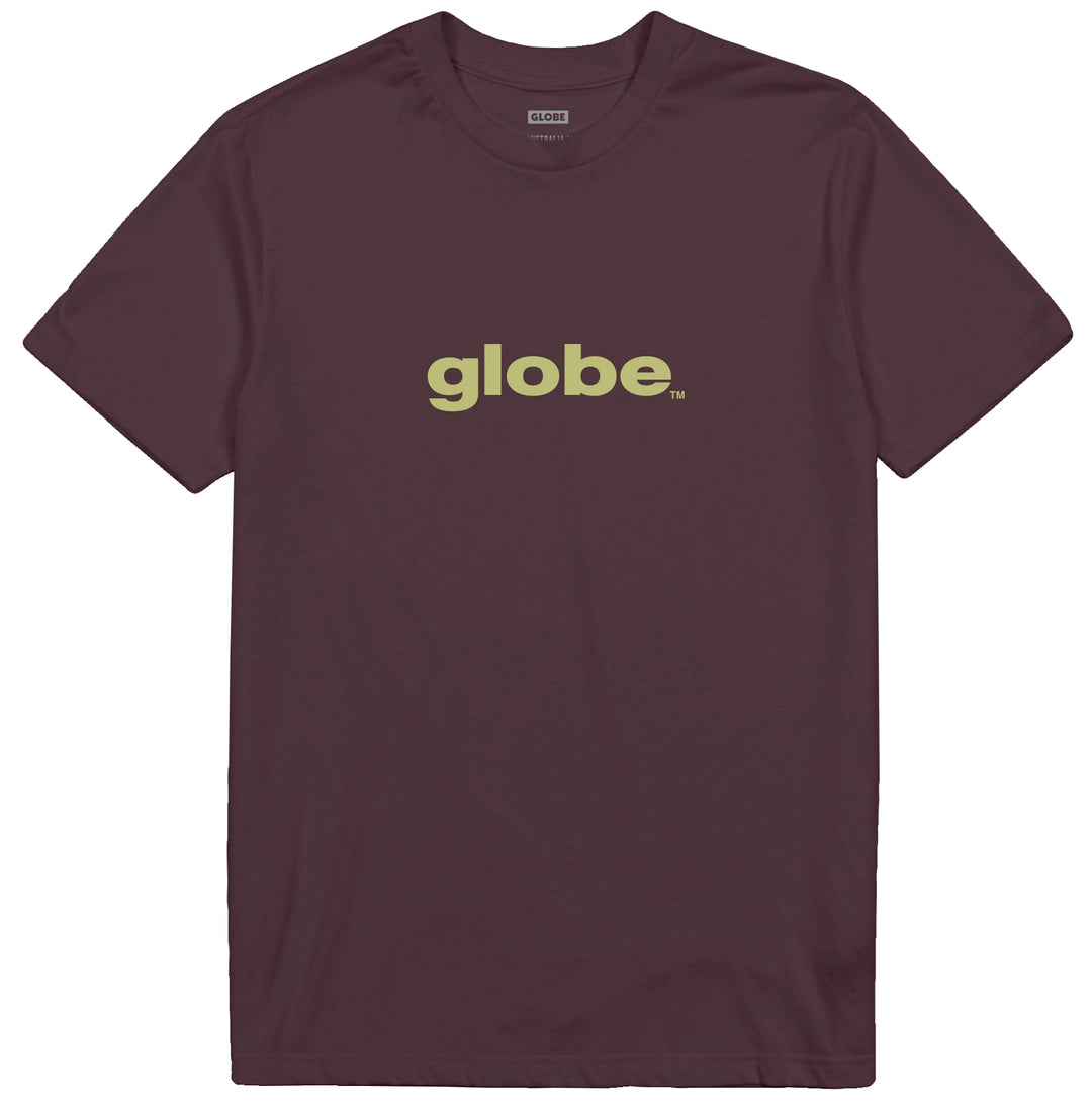 Globe O.G Tee in Prune with contrasting Globe logo graphic printed across the chest.
